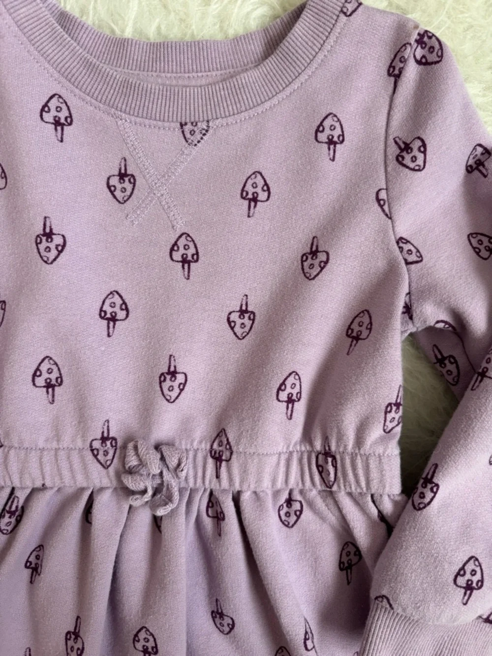 Cat & Jack Girls Lilac Casual Dress with Cottagecore Mushroom AOP